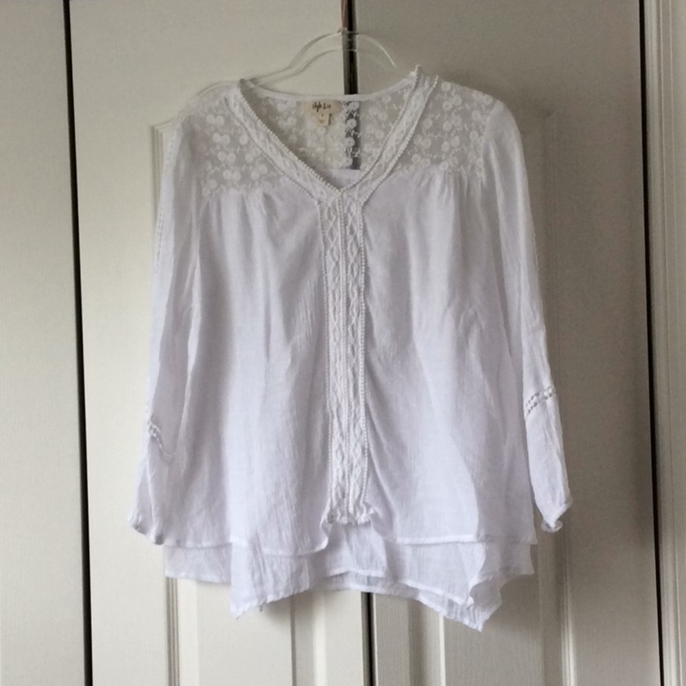 White detailed blouse